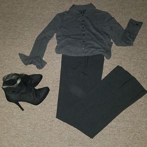 Dark gray long sleeve button up dress shirt